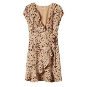 Sunday Best Savoy Ruffles Leopard Print Wrap Dress - Tan & Black